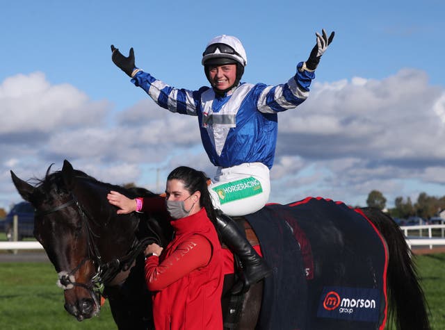 Bryony Frost celebrates Frodon's Down Royal success