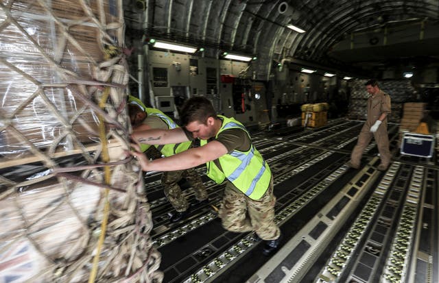 UK aid being delivered to Vanuatu by an RAF C-17 plane, at Bauerfield International Airport, after the region was battered by Cyclone Pam in 2015. (Sgt Neil Bryden RAF/MoD Crown Co)
