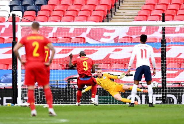 Romelu Lukaku (second left) put Belgium in front from the spot 