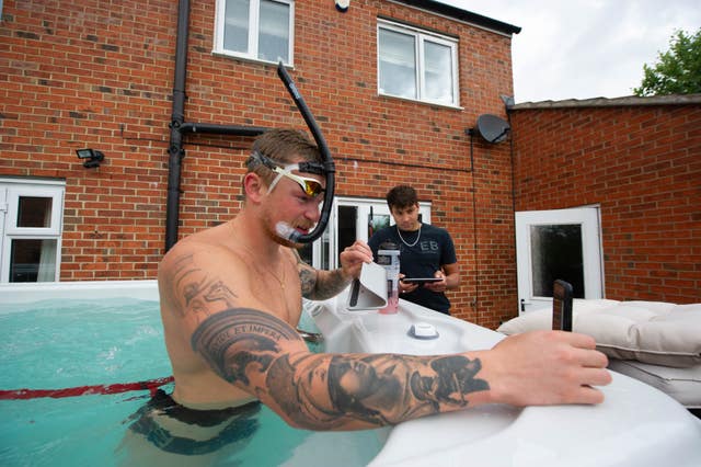 Adam Peaty trains during lockdown 