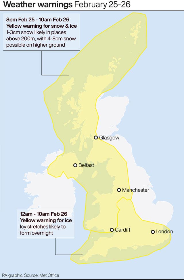 Weather warnings February 25-26