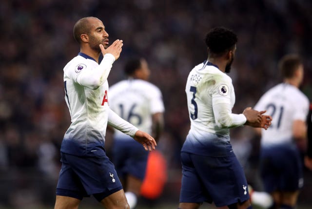 Lucas Moura celebrates scoring Spurs' third goal