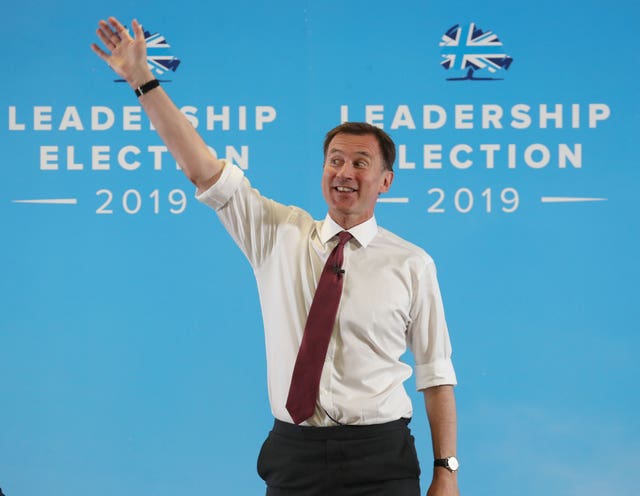 Conservative Party leadership contender Jeremy Hunt speaking in Exeter during a Tory leadership hustings