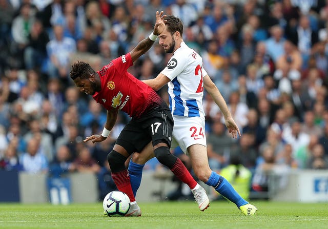 Fred (left) played the full duration against Brighton (Gareth Fuller/PA)