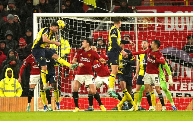 Bournemouth’s Marcos Senesi (left) scores their third goal of the game