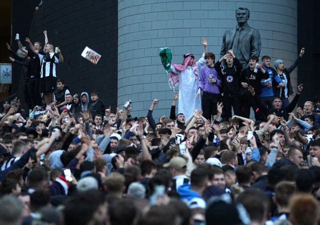 Newcastle's new owners were enthusiastically welcomed by a large number of fans