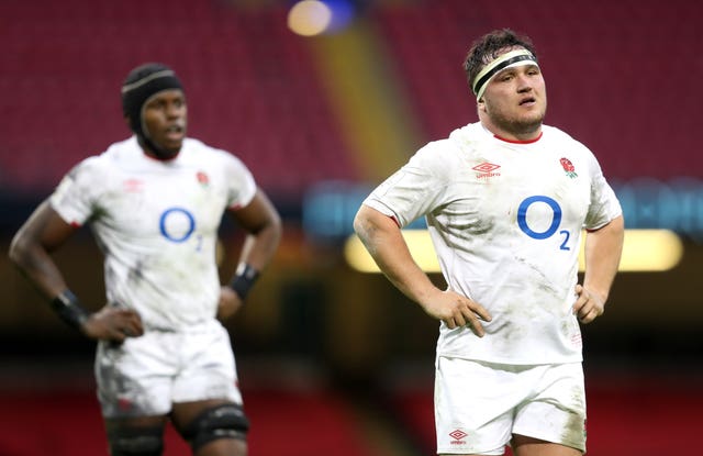 England's Jamie George (right) and Maro Itoje look dejected during the Wales defeat