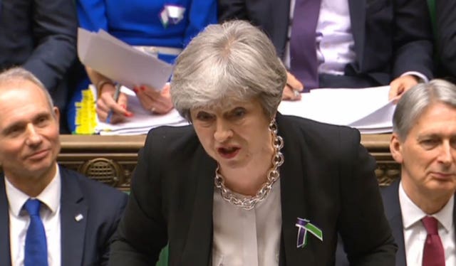 Prime Minister Theresa May speaks during Prime Minister's Questions in the House of Commons. (PA)