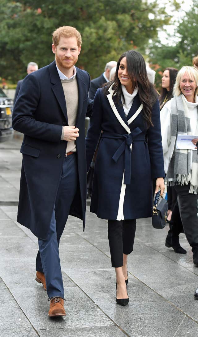 Prince Harry and Meghan Markle during a visit to Millennium Point in Birmingham (Victoria Jones/PA)