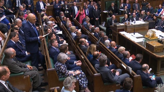 Sajid Javid delivers a personal statement to the House of Commons