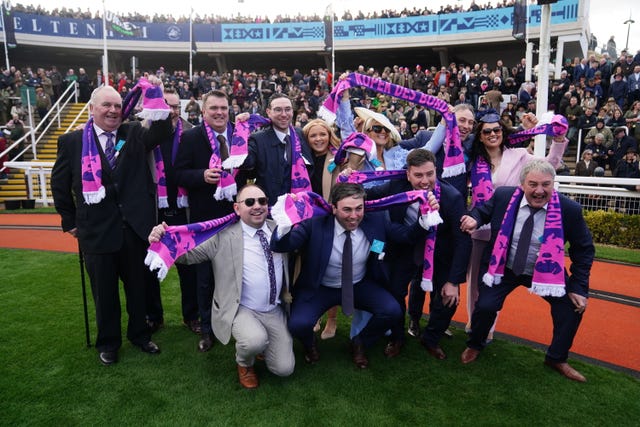 Owner Charlie McCarthy (far right) and his sons at Cheltenham