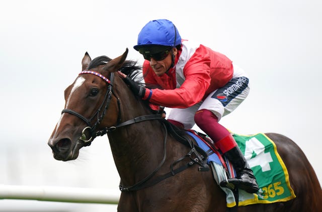 Inspiral and Frankie Dettori after winning the Fillies’ Mile at Newmarket