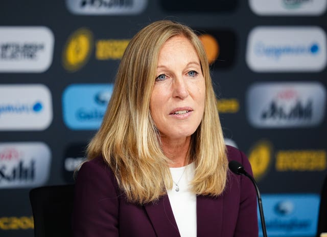 Sarah Massey at a press conference