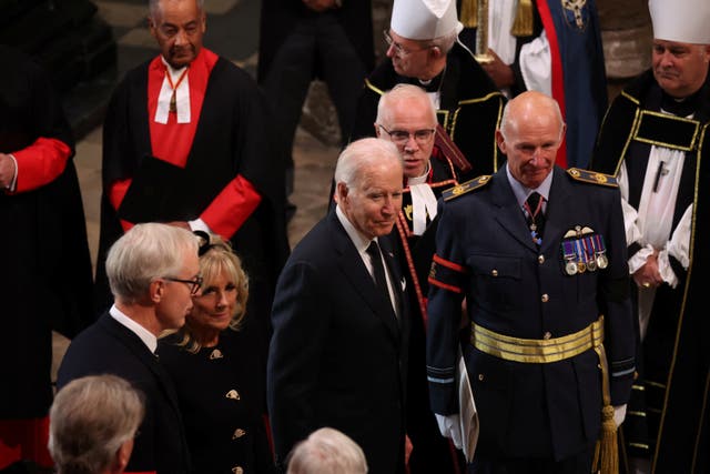 US President Joe Biden was among those attending the funeral