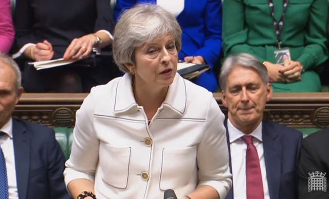 Prime Minister Theresa May addresses the House of Commons