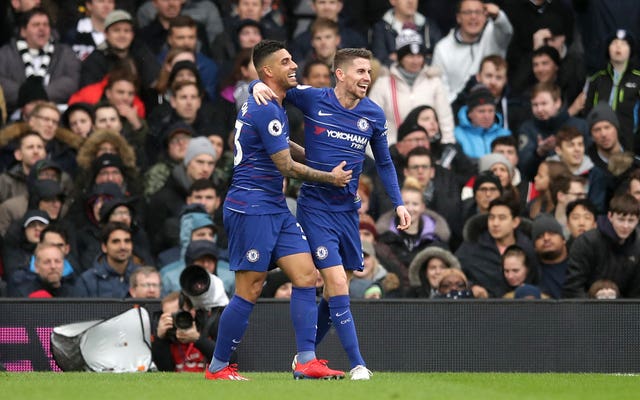 Jorginho celebrates Chelsea''s winner