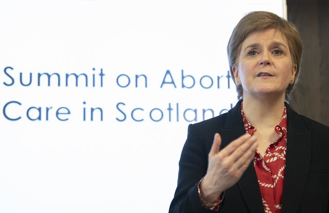 Nicola Sturgeon speaking at abortion care summit