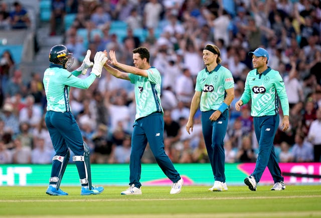 Nathan Sowter celebrates taking a wicket 