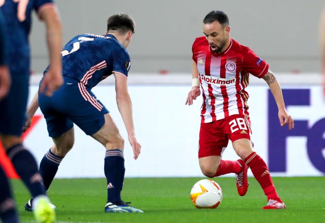 Former France international Mathieu Valbuena, right, currently plays in Greece for Olympiacos