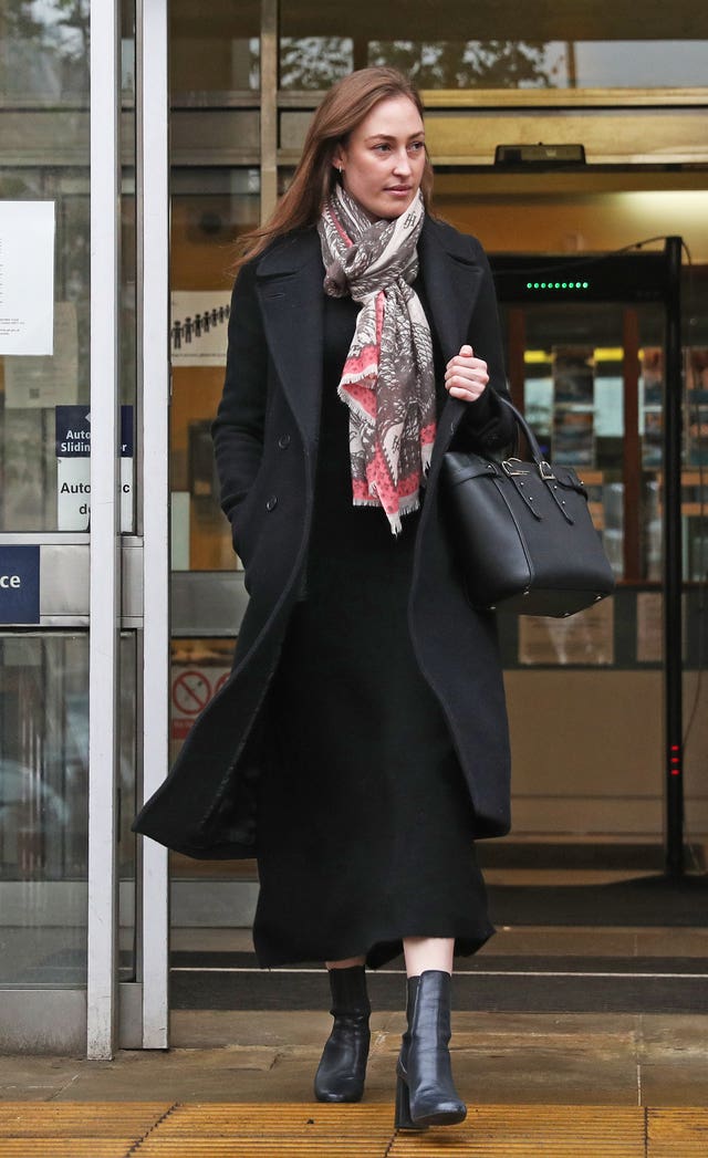 Tatiana Mountbatten leaves Lavender Hill Magistrates’ Court in Battersea, London (Andrews Matthews/PA)