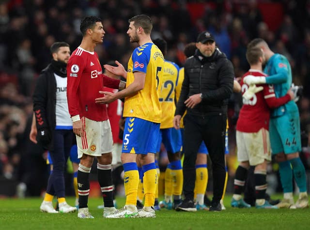 Cristiano Ronaldo chats to Jack Stephens