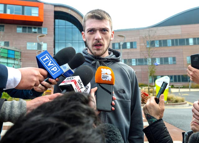 Tom Evans speaks to the media outside Liverpool's Alder Hey Children's Hospital (Peter Byrne/PA)