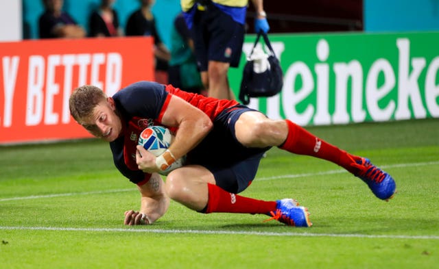 Ruaridh McConnochie scored his first England try in the first half against the United States