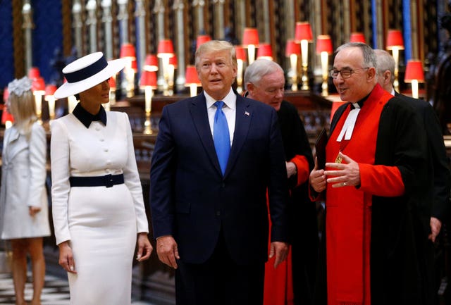 Donald Trump and his wife Melania had a tour of Westminster Abbey (Henry Nicholls/PA)