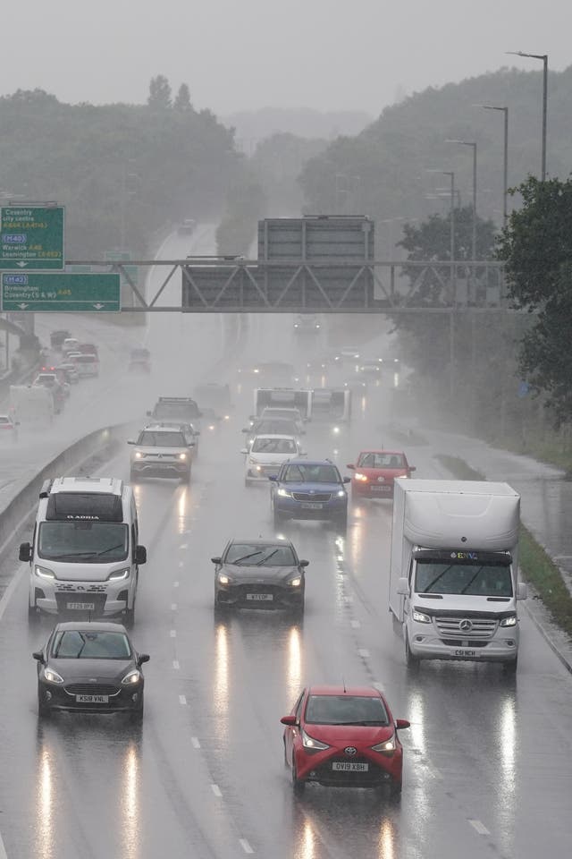 Wet conditions on the A46 near Coventry