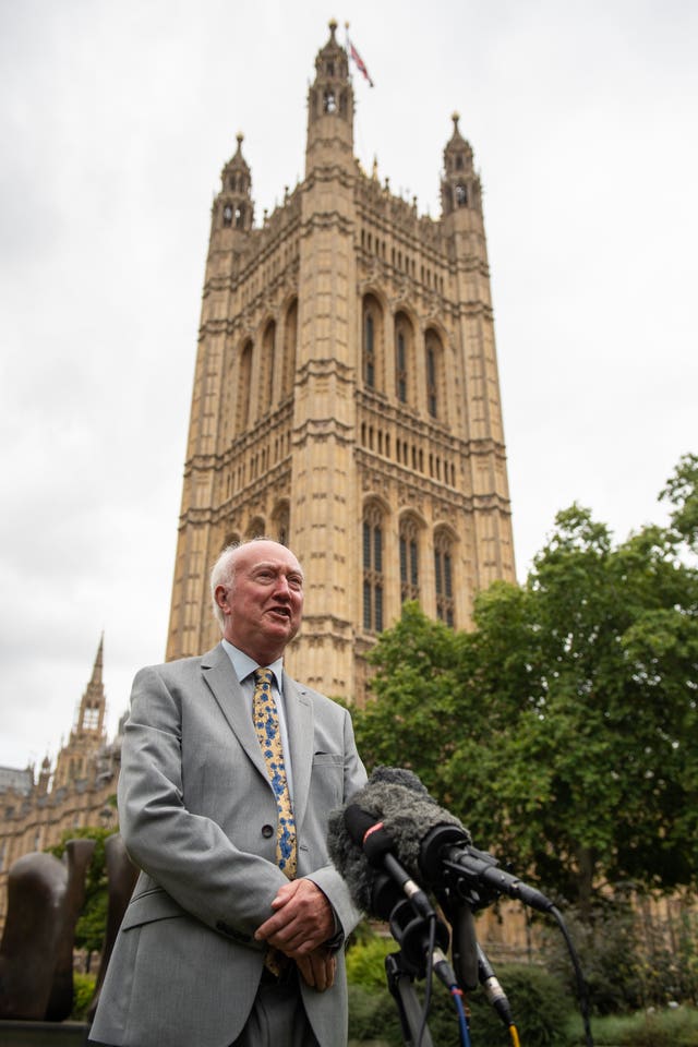 Peter Lawrence, the father of missing Claudia Lawrence, speaks at a press conference in Westminster