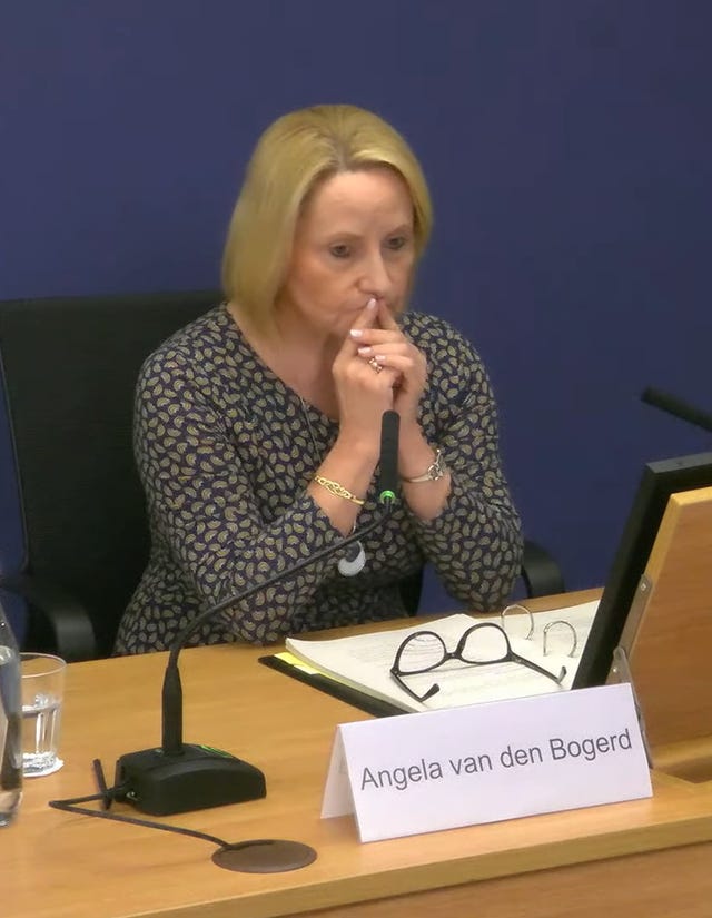 Angela van den Bogerd at the inquiry