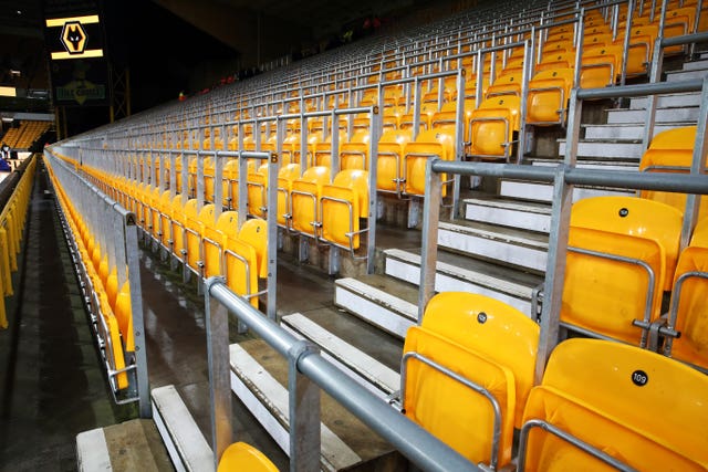 A general view of the safe standing area at Wolves