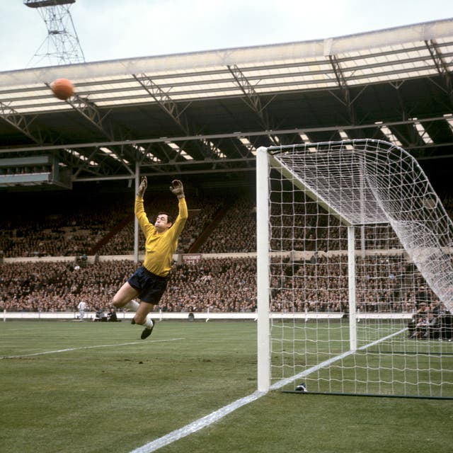 Gordon Banks playing in goal