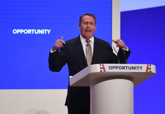Mr Fox speaking at the Conservative Party conference