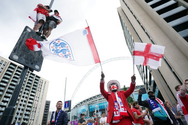 England fans outside the ground ahead of the Euro 2020 final