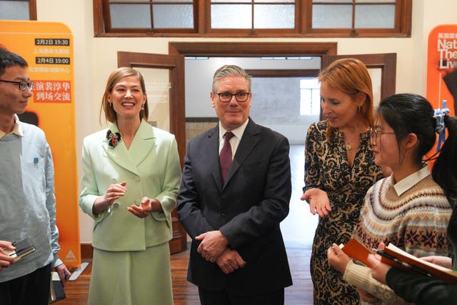 Rosamund Pike (second from right) joined Sir Keir Starmer for one of his events in China
