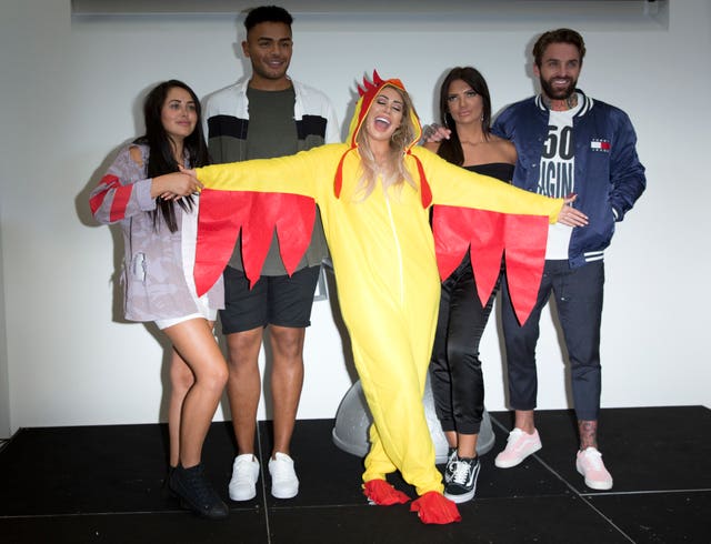 (left to right) Marnie Simpson, Nathan Henry, Chloe Ferry, Abbie Holborn and Aaron Chalmers from the cast of Geordie Shore (Isabel Infantes/PA)