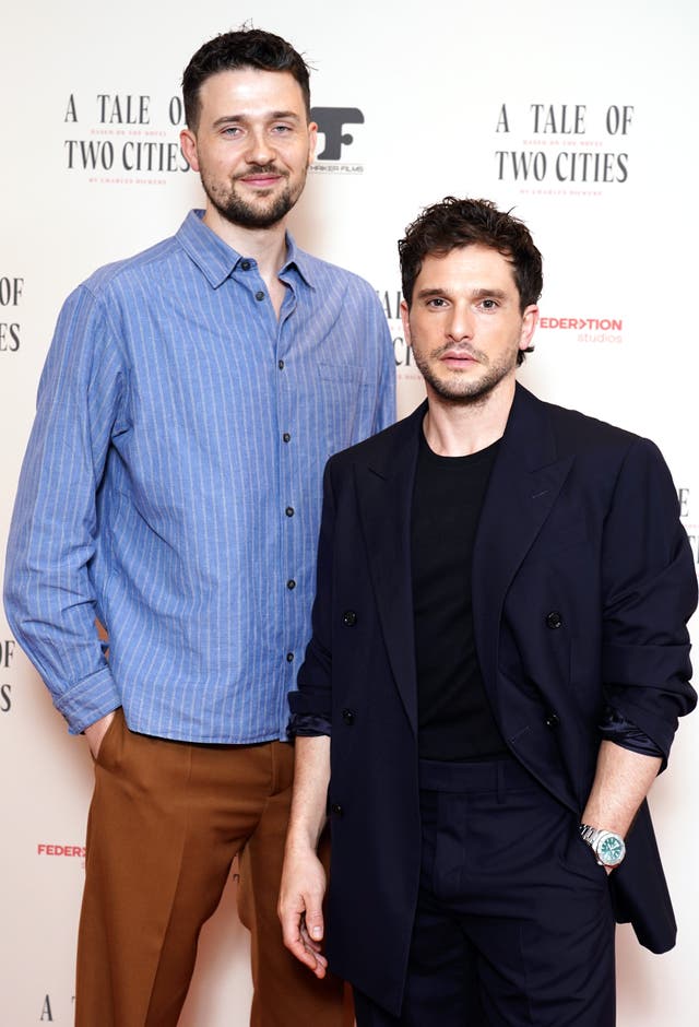 Kit Harrington (right) and writer Daniel West attending the launch of A Tale of Two Cities
