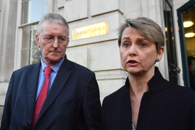 Labour MPs Hilary Benn and Yvette Cooper (Stefan Rousseau/PA)