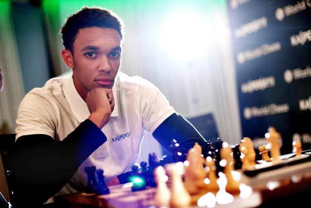 Alexander-Arnold pictured during the match against Carlsen