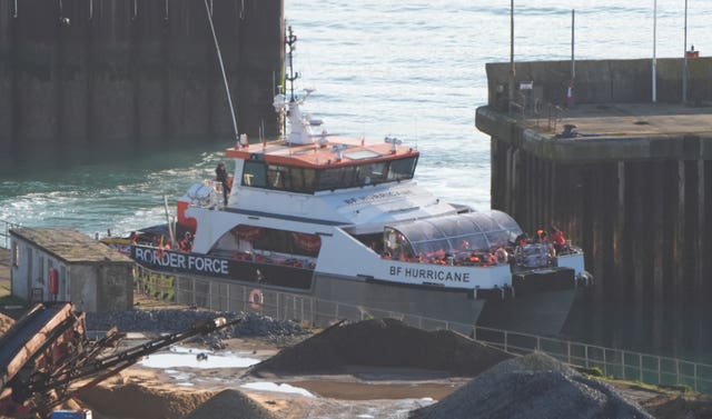 A Border Force vessel in Dover on Saturday