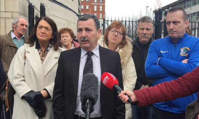 John Teggart speaking outside Belfast Coroner’s Court