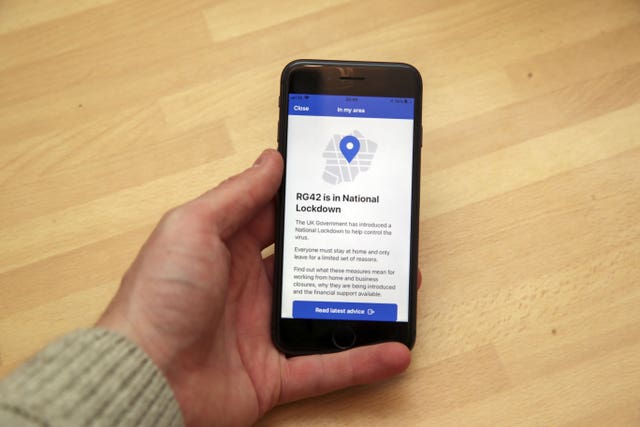 The NHS Track and Trace app on a mobile phone 