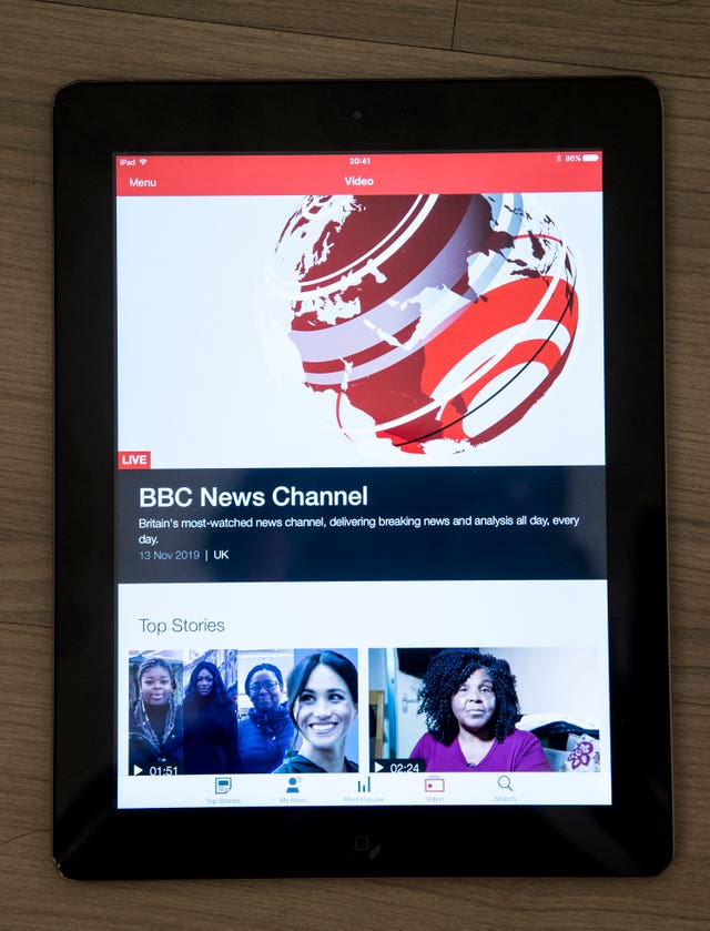 BBC News app on an iPad