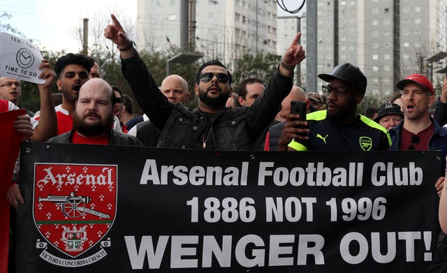 There have been protests from a number of Arsenal fan groups in recent seasons calling for Wenger to leave.