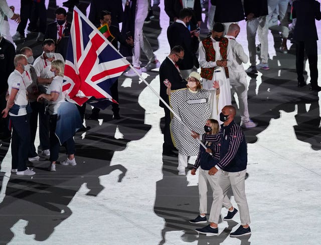 Hannah Mills carried the British flag with Mohamed Sbihi at the opening ceremony