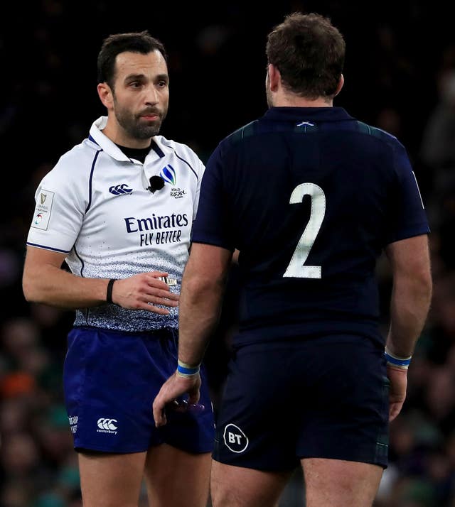 French referee Mathieu Raynal made some debatable decisions during Ireland's narrow Six Nations win over Scotland