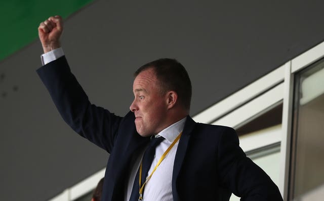 Leeds managing director Angus Kinnear celebrated wildly in the stand