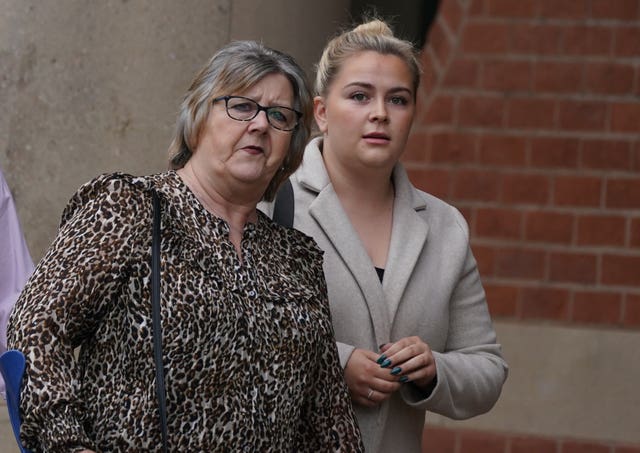 Bethany Cox (right) arrives at Teesside Crown Court in Middlesbrough (Owen Humphreys/PA)