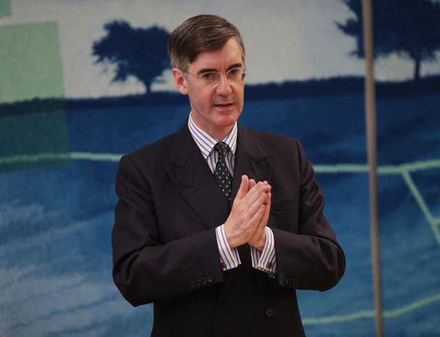 Jacob Rees-Mogg MP speaking to supporters during a Conservative Voice meeting, in the Boothroyd Room at Portcullis House, London. (Yui Mok/PA)